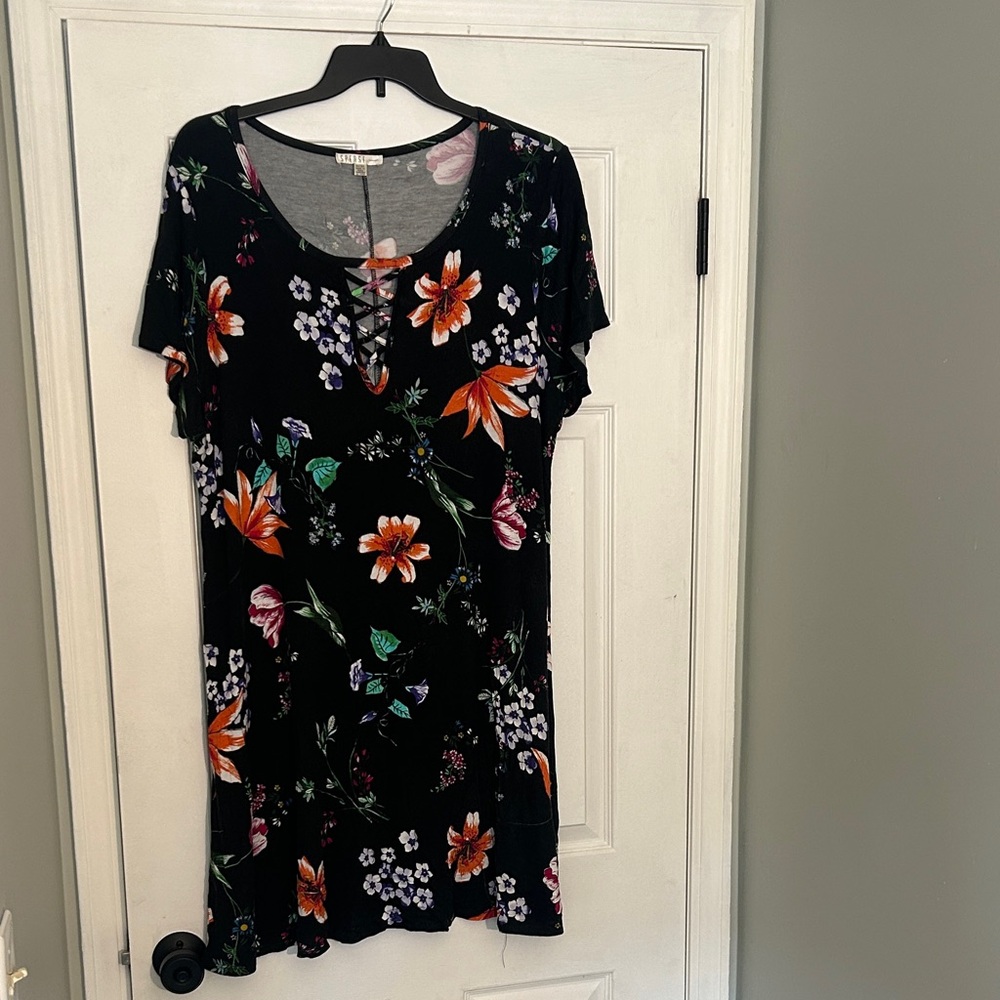 Spense Black Floral Mini Dress